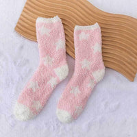 Soft Plush Knit Star Print Socks