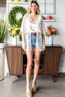 Open Front Half Sleeve Lace Cardigan