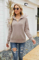 Quarter-Zip Collared Neck Sweater