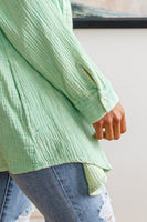 Corey Button Up Top In Vintage Green