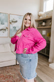 With a Whisper Denim Jacket in Hot Pink