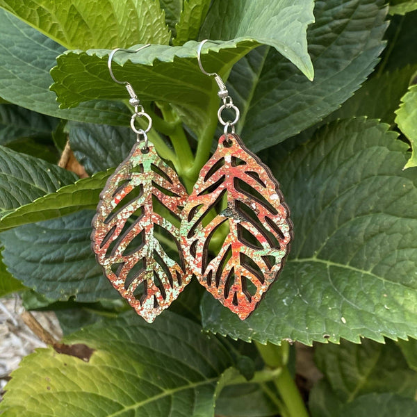 Multi Colored Leaf Drops Earrings