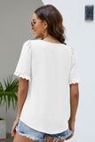 Frill Trim Puff Sleeve Square Neck Blouse