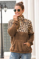 Two-Tone Zip-Up Turtle Neck Dropped Shoulder Sweatshirt