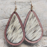 Teardrop Shape Wooden Dangle Earrings