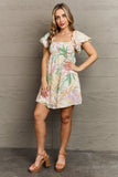 GeeGee Sugar & Spice Multicolored Leaf Print Mini Dress