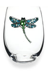 The Queens Jewels--Dragonfly Jeweled Stemless Wine Glass