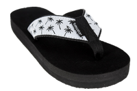Palm Tree Black and White Flip Flops