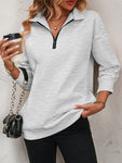 Zip-Up Dropped Shoulder Sweatshirt