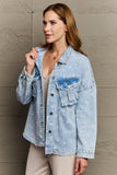 HEYSON Take A Chance Full Size Western Wash Star Denim Jacket