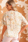 Floral Round Neck Short Sleeve Blouse