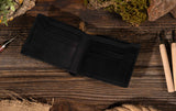 Leather Wallet,  Bifold Wallet, Handmade Wallet for Men: Black