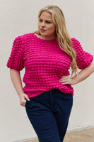 And The Why Full Size Bubble textured Puff Sleeve Top