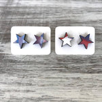 Tie Dye Red, White, and Blue - Star Studs
