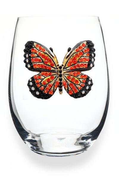 The Queens Jewels — Monarch Butterfly Stemless Wine Glass