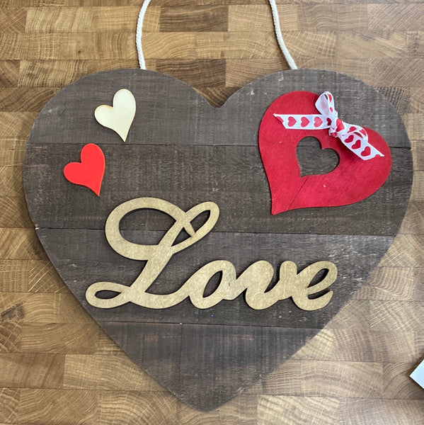 Wood Heart Hanger Love