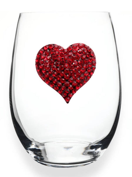 The Queens Jewels — Red Heart Stemless Wine Glass