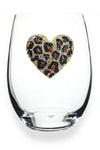 The Queens Jewels — Leopard Heart Stemless Wine Glass