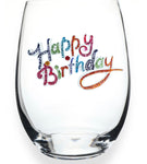 The Queens Jewels — Happy Birthday Stemless Wine Glass