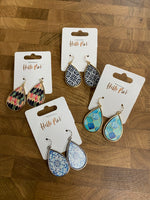 Wooden Tear Drop Earrings