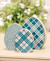 Chunky Blue Patterned Egg Sitters - Set of 3